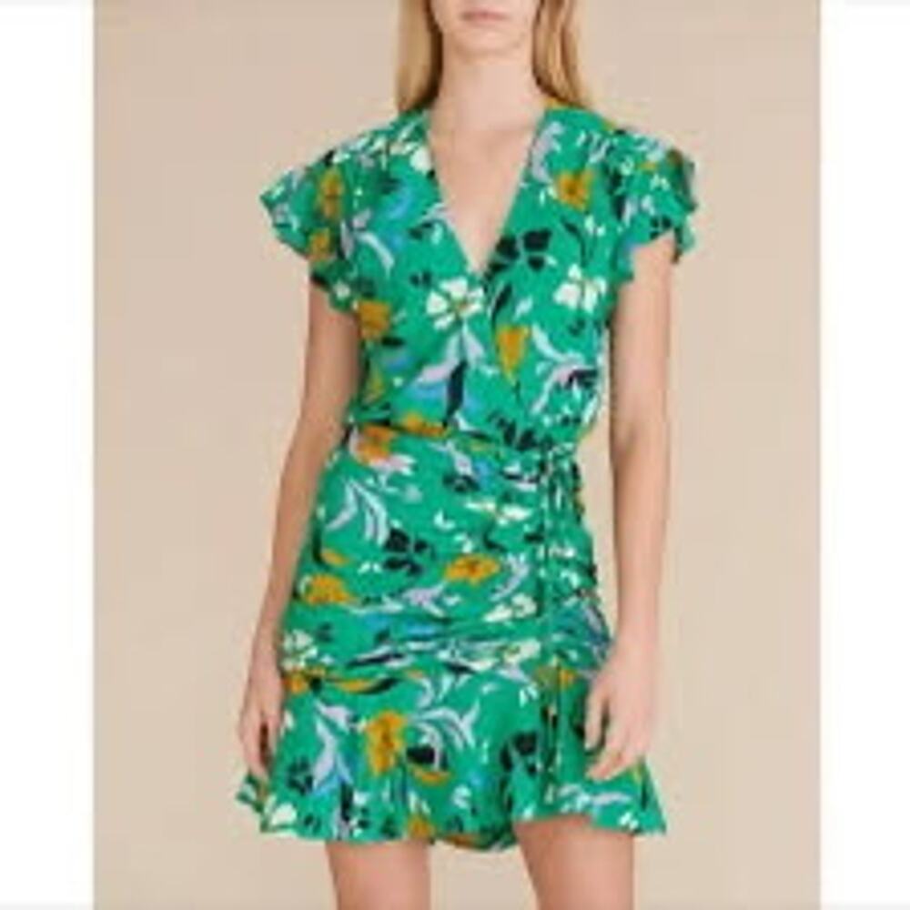 Veronica Beard Green Printed Maria Floral Mini Dress Size 2 - Picture 5 of 10